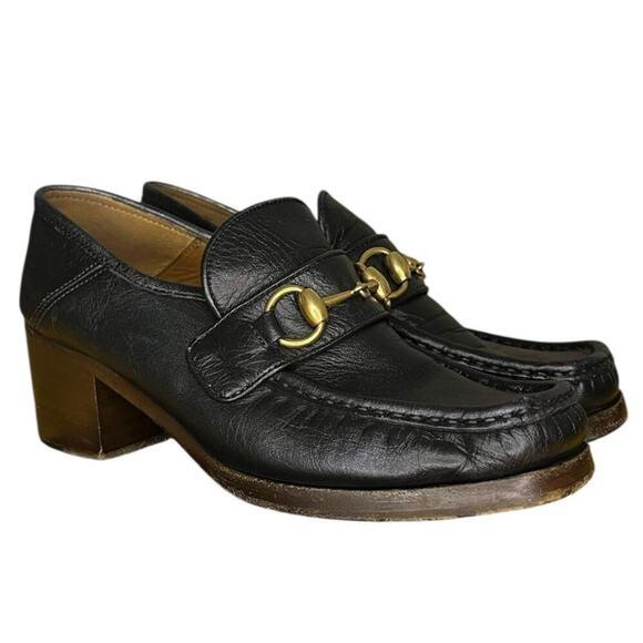Gucci Vegas Womens Horsebit Block Heel Leather Loafers Size EU 34.5 US 5 - Picture 4 of 8